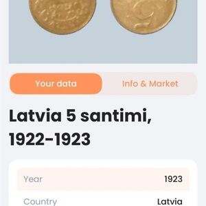 Latvia 5 Santimi Coin 1923